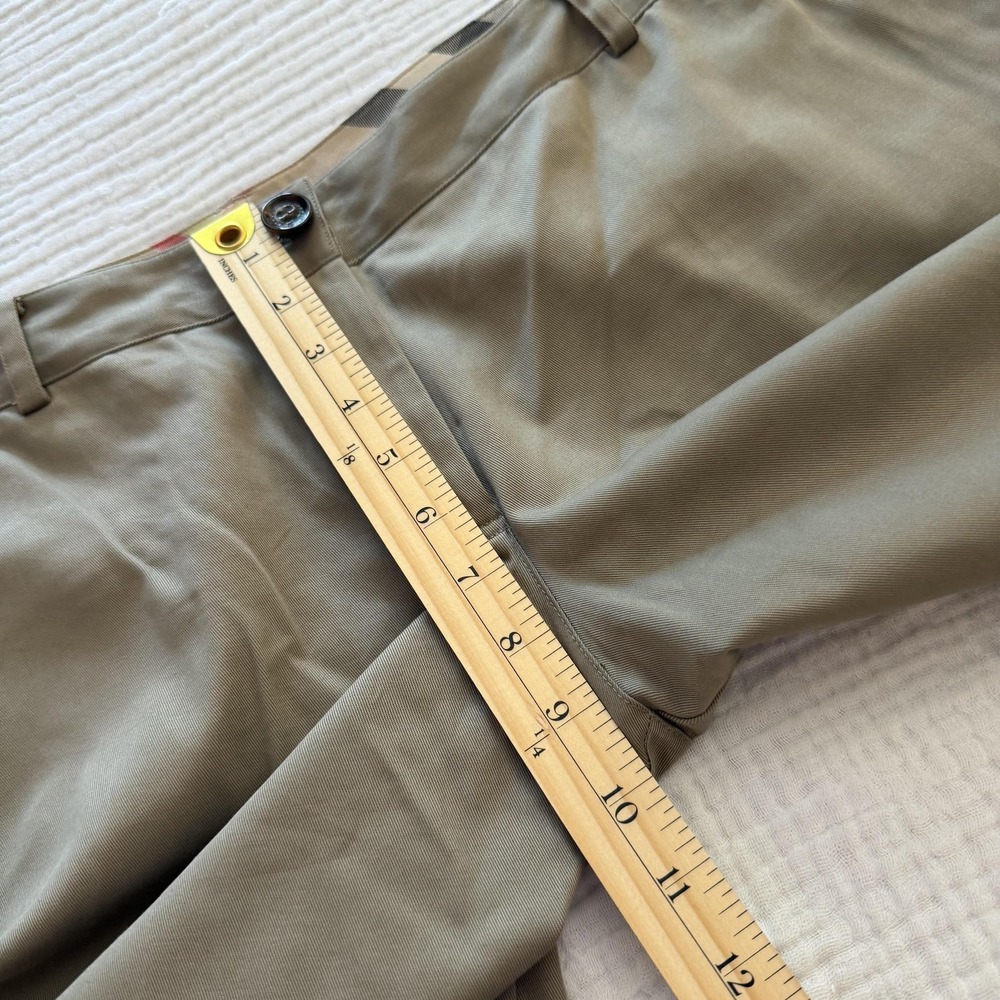 Burberry London Pants Womens 12 Beige Cotton Stretch Chino Bootcut Work Tan - Picture 13 of 16